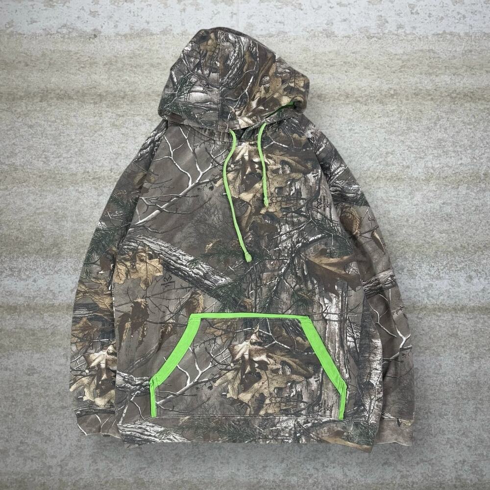 Vintage 90s Realtree Hoodie Mens M Hunting Camo Cotton Pullover Woodland